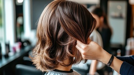 Fototapeta premium Hair Styling Session in a Modern Salon