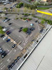 Aerial View of Brent Cross West Hendon London City of England United Kingdom, High Angle Drone's Camera Footage Was Captured on April 12th, 2024 from Medium High Altitude.