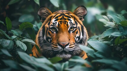 Fototapeta premium Majestic Tiger in Lush Foliage