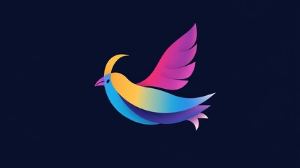 Obraz premium Minimalist bird logo design featuring sleek, flowing lines to create a modern, elegant representation of a bird in flight, perfect for branding in industries related to nature, freedom, and creativity