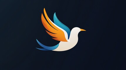 Obraz premium Minimalist bird logo design featuring sleek, flowing lines to create a modern, elegant representation of a bird in flight, perfect for branding in industries related to nature, freedom, and creativity