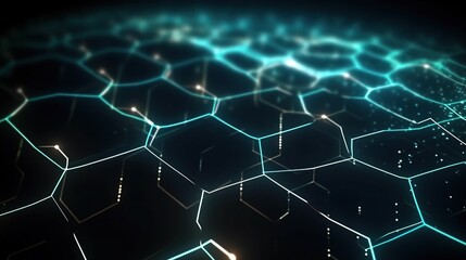 Obraz premium 3D Hexagonal Pattern with Glowing Lines and Depth Effect