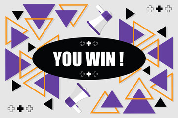 Vector banner. Megaphone with you win speech bubble. Loudspeaker. Banner for business, marketing. Banner design vector illustration.