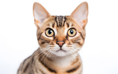 Obraz premium Single cute cat face on white background