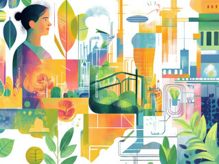 woman looks towards future, inspired by possibilities of nature and technology