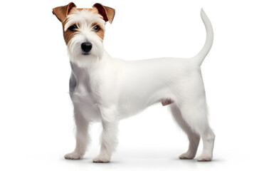 Obraz premium Cute Jack Russell Terrier puppy on white background in studio photo.