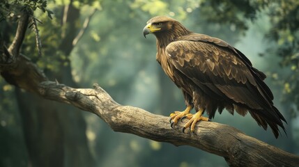 Obraz premium Golden Eagle Perched on a Branch