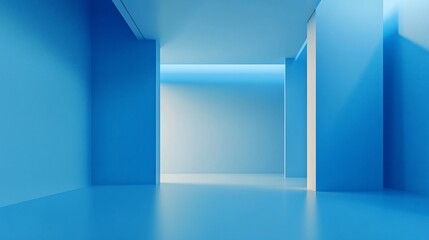 Obraz premium Minimalist blue empty room with soft light.