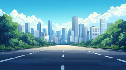 Fototapeta premium Asphalt highway road and city skyline with modern buildings scenery