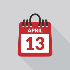 Fototapeta premium April 13 Calendar icon vector illustration.