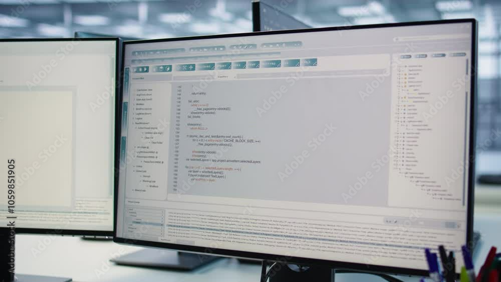 Poster computers in data center hosting rackmount ensuring faultless operations conditions. close up of pc 