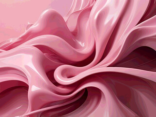 Obraz premium Abstract 3d glossy fluid rushing substance in pink color Silky curls and smoke