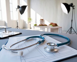 stethoscope on the table in a hospital