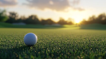 Golf teeing ground in golf course with sunrise background.
