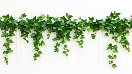 Obraz premium White Picket Fence with Green Vine and Leaves