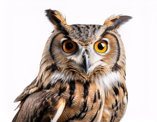 Obraz premium A majestic owl with piercing yellow eyes and detailed feathers