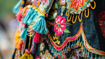 Obraz premium Vibrant guatemalan huipil showcasing intricate mayan artwork and embroidery, reflecting rich culture with colorful patterns and decorations