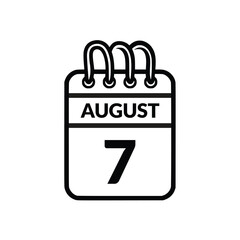 August 7 Calendar icon vector illustration.