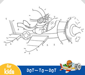 Numbers game, education dot to dot game for kids, Pilot and plane