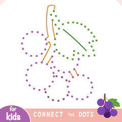 Connect the color dots, education game for kids, Grapes