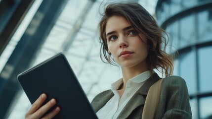 Fototapeta premium Business Professional with Tablet in Focus