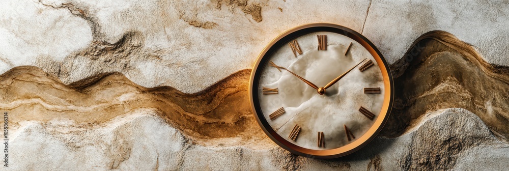 Fototapete a clock with melting hands rests on a textured surface, visually representing the passage and distor