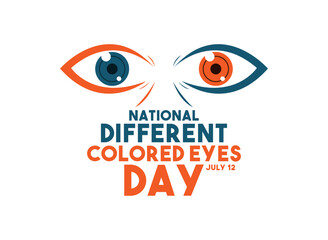 Obraz premium Vector Illustration of National Different Colored Eyes Day. July 12. Flat design vector. Colorful eyes. Poster, banner, card, background.