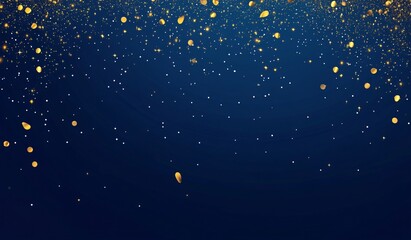 Abstract Blue Background with Golden Glitter and Confetti