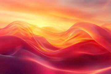 Obraz premium Abstract Wavy Landscape with Red, Orange, and Yellow Tones