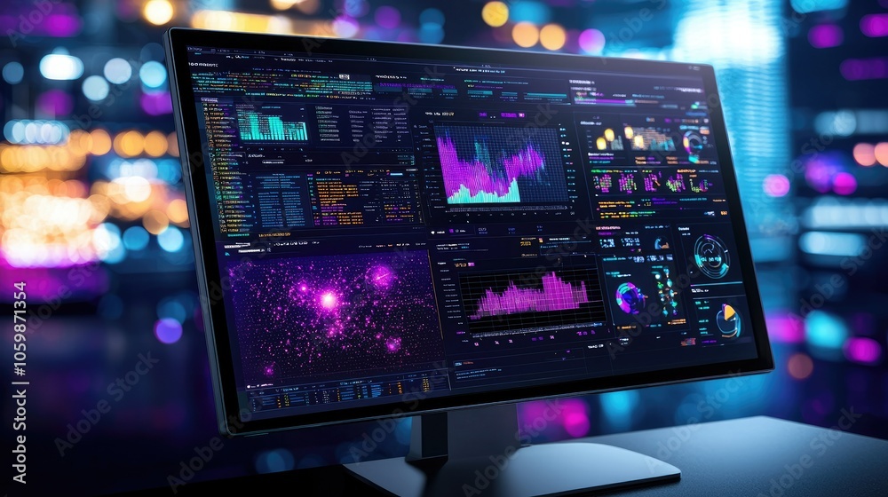 Fototapete Ai-driven data analysis unveiling insights from large datasets on computer screen