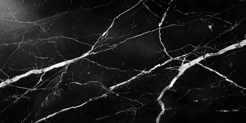 Black Marble with White Veins and Light Reflection