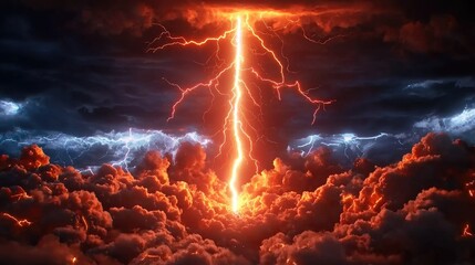 Massive lightning bolt strikes through dark storm clouds in cinematic display