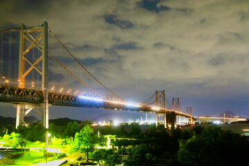 瀬戸大橋・与島PAから・夜景（香川県・坂出市）