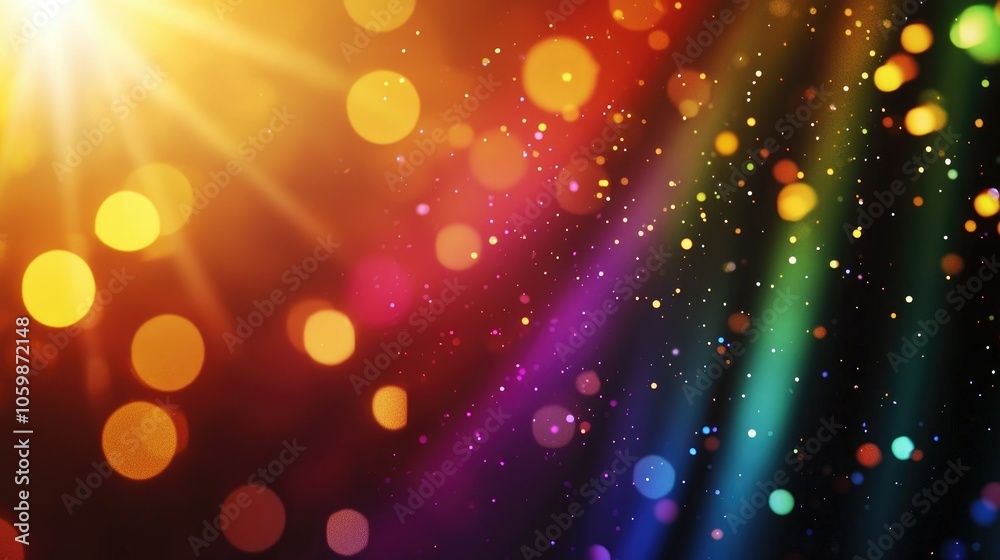 Aufkleber warm rainbow-colored light leaks softly fading on a black background creating a dreamy atmosphere