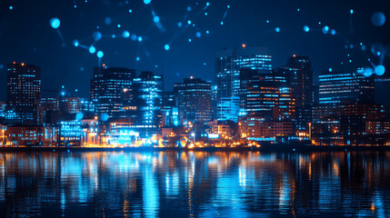 Naklejka premium future holographic city