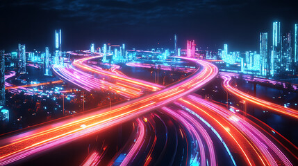 Fototapeta premium future holographic city