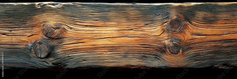 Poster close-up of a weathered wooden plank with knots and grain patterns