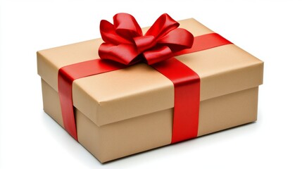 Obraz premium Gift Box with Red Ribbon and Bow Isolated on White Background