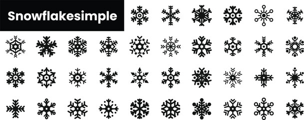 Set of outline snowflakesimple  icons