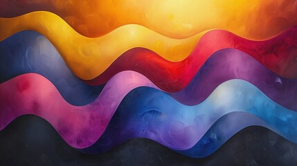 Appreciate the vibrant and dynamic design of abstract color waves featured in this artwork