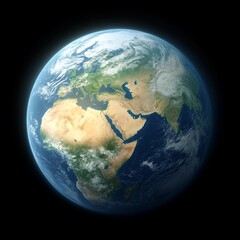 Fototapeta premium A detailed 3D rendering of planet Earth with continents, oceans, and clouds.