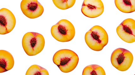 Peach halves pattern on transparent background