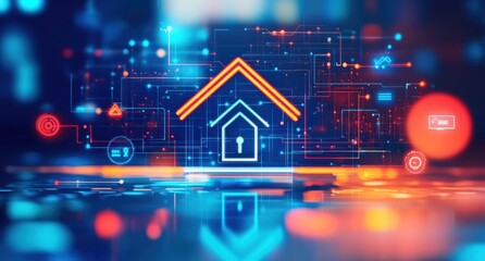 Fototapeta premium Smart Home Security System - Modern Digital Illustration