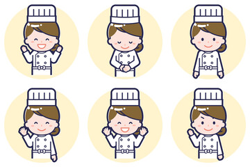 女性シェフのポーズセット_02