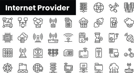 Set of outline internet provider icons