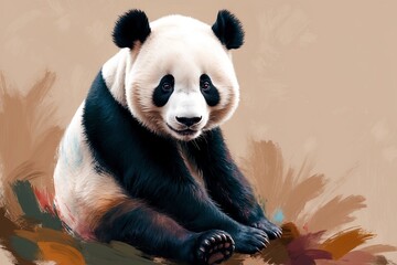 Obraz premium A gentle panda in Emotionalism style. Created with generative AI technology