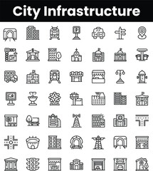 Set of outline city infrastructure icons