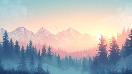 Obraz premium A serene mountain landscape at sunrise, showcasing nature's beauty and tranquility.