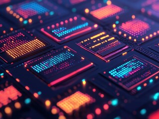 Fototapeta premium Vibrant Circuit Patterns Exploring the Intersection of Technology and Art in Digital Design