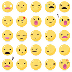 Fototapeta premium A collection of yellow emoticons, including angry, sad, and happy faces. Scene is cheerful and lighthearted